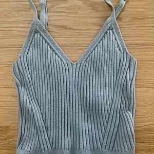 Abercrombie & Fitch Gray Blue Ribbed cami - Tank Top - Spaghetti Strap Cropped